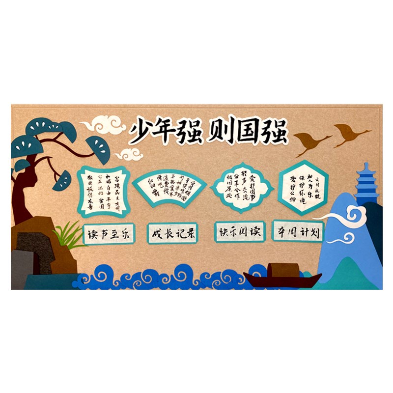 中国风环创班级书香文化墙贴新中式装饰小学幼儿园教室黑板报布置