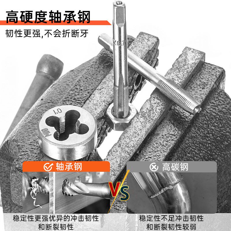 110件丝锥板牙套装螺纹修复器丝攻绞手组合公制工业用轴承钢M2-18