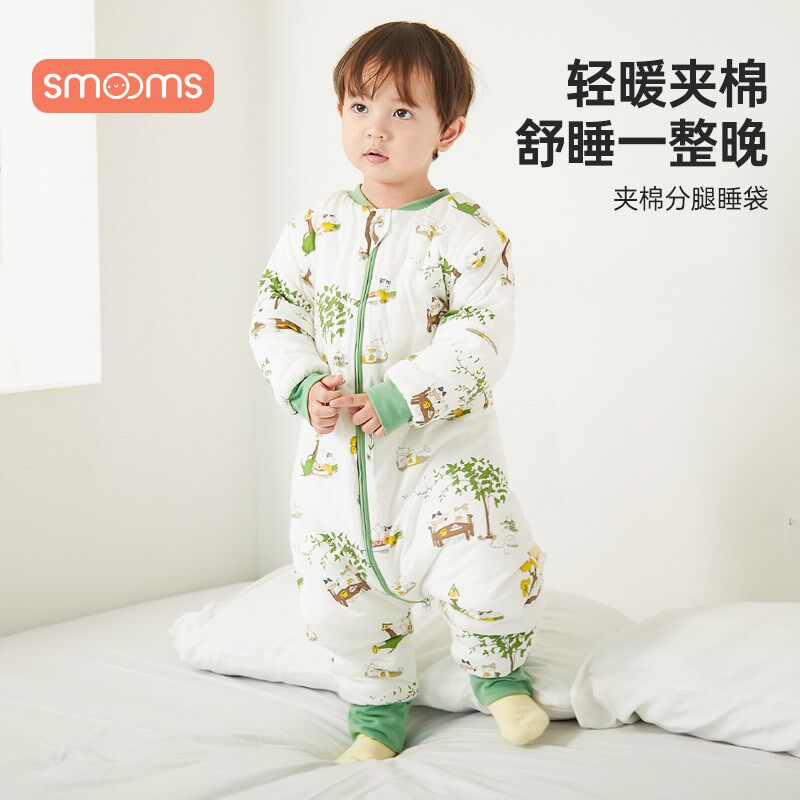 宝宝分腿睡袋夹棉秋冬季儿童恒温加厚睡衣冬季护肚防踢被四季通用