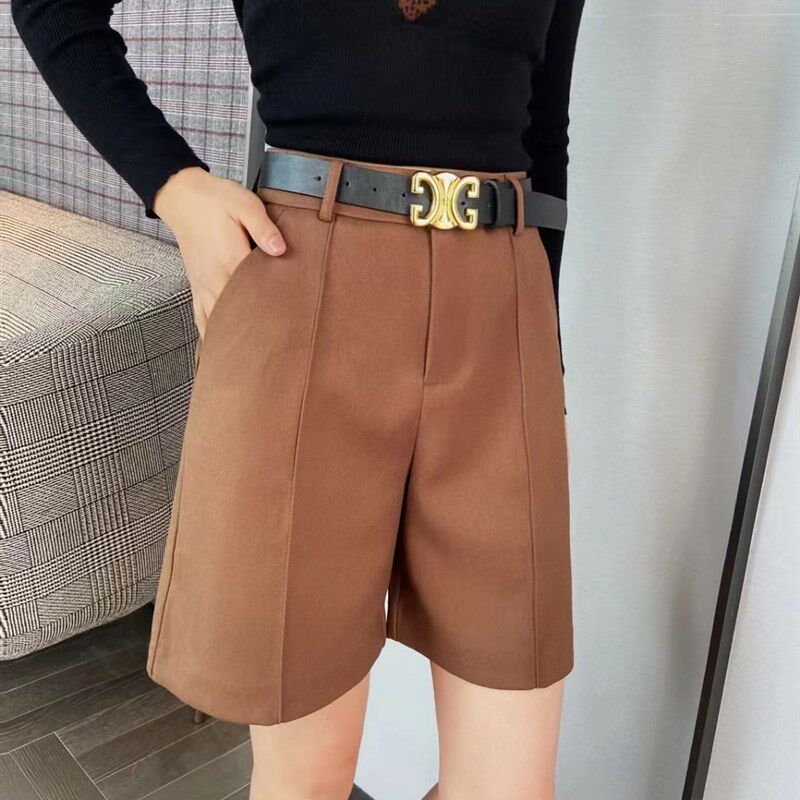 高端西装短裤高级垂感夏季2022新款女装高腰直筒休闲阔腿裤五分裤