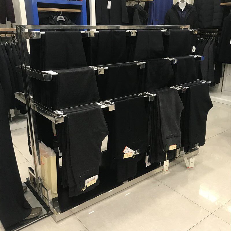 不锈钢加长双面裤台中岛架四格裤架展示架男装店西裤裤子牛仔裤架