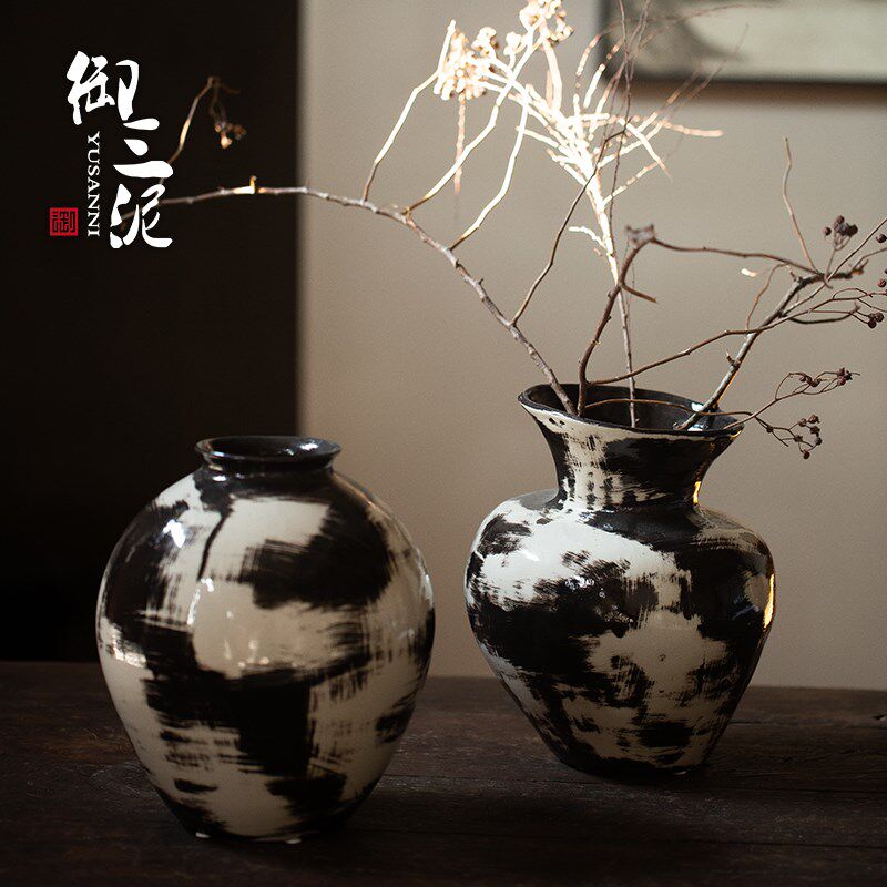 景德镇新中式客厅玄关陶瓷花瓶小清新干花花器摆件插花水培插鲜花
