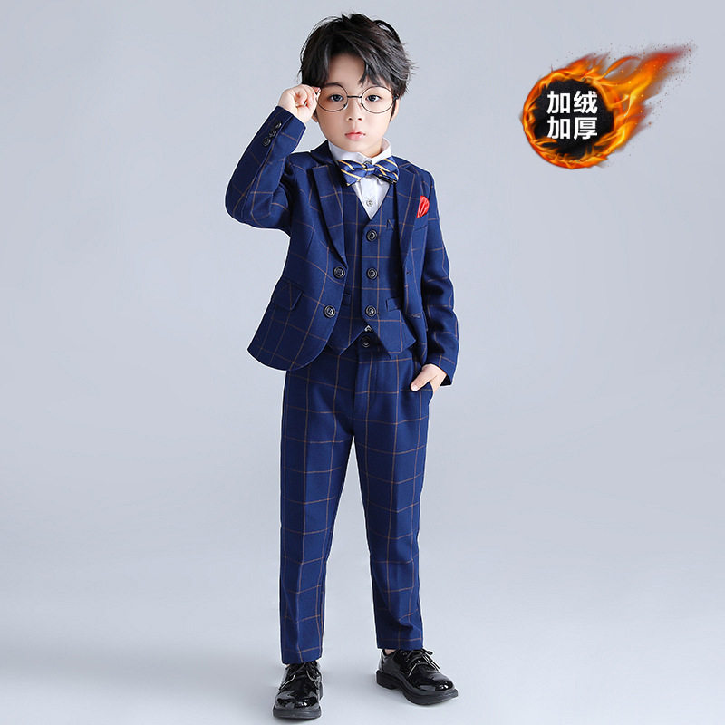 儿童礼服男孩西装马甲套装主持人钢琴演出西服男童花童中大童秋冬