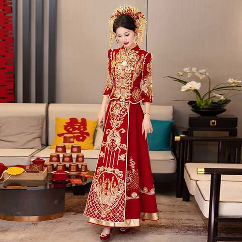 2026新款秀禾服新娘中式出阁服出嫁婚服嫁衣小个子新式红嫁衣秀禾
