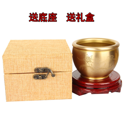 朴器铜缸摆件烟缸水缸狮头聚宝盆装饰品中国风