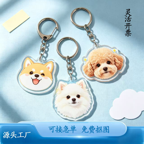 定制亚克力钥匙扣立牌logo猫狗照片创意diy个性挂件动漫周边订做