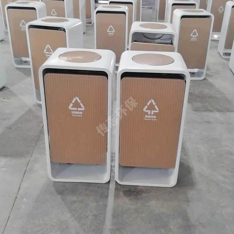 室内喷塑烤漆白色门板UV打印组合式不锈钢分类垃圾桶金属果皮箱
