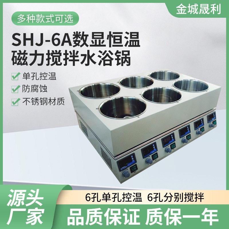 不锈钢数显恒温磁力搅拌水浴锅六孔孔控温防腐蚀SHJ-6A