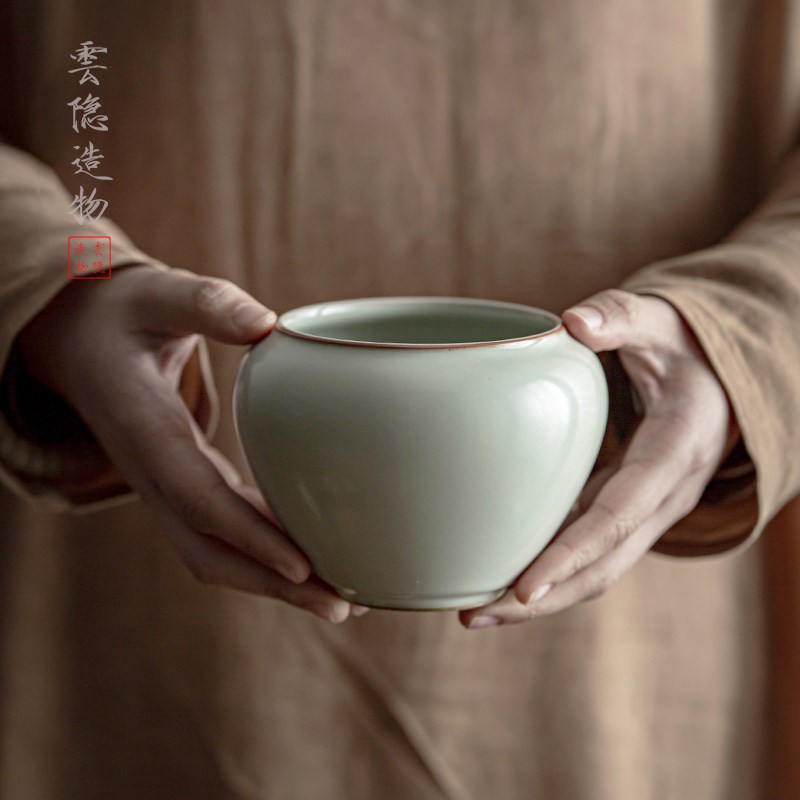 云隐造物天青汝窑建水茶洗汝瓷水盂废茶渣缸复古干泡茶具茶道配件