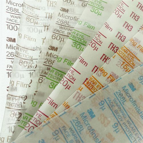 美国3M268L背胶透明薄膜自粘砂纸9-100u研磨打磨阀门塑料精密抛光