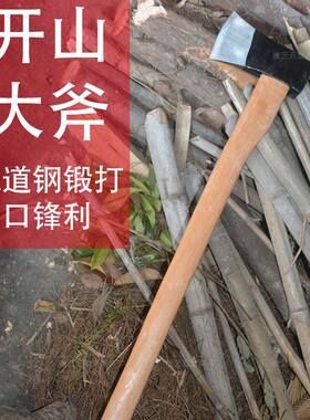 轨道纯钢户外东北斧头家用斧子伐木劈柴木工劈材实木手柄砍骨刀材