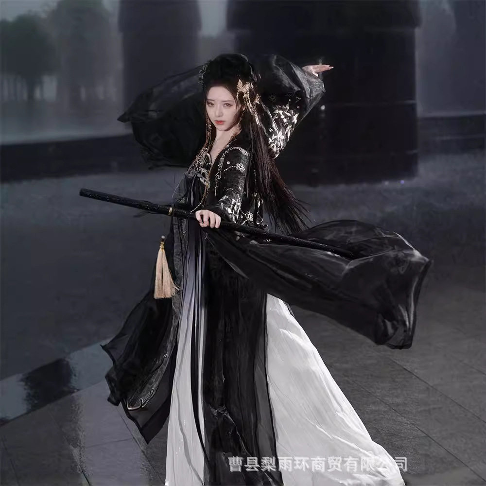 2026新款静还决墨染星辰原创汉服仙侠风古装黑白双生重工刺绣齐胸图片