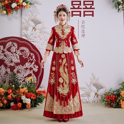 2026新款秀禾服新娘结婚中式礼服修身龙凤褂秀和服女嫁衣夏季薄款图片