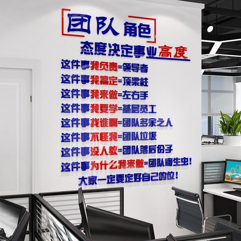办公司室墙面装饰画企业部门文化氛围布置会议团队励志标语贴形象