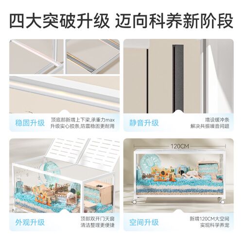 布卡星魔方金属笼防啃咬透明仓鼠专用豪华笼金丝熊鼠笼100cm亚克