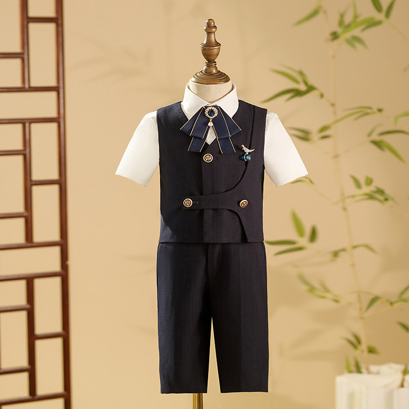 儿童礼服男童西装套装英伦风走秀花童小西服主持人钢琴演出服高端