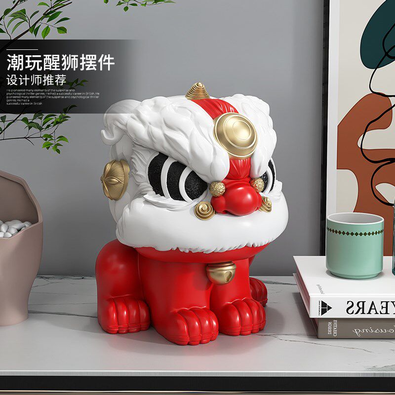 国潮醒狮桌面摆件开店开业礼物店铺前台收银台装饰品乔迁新居礼品