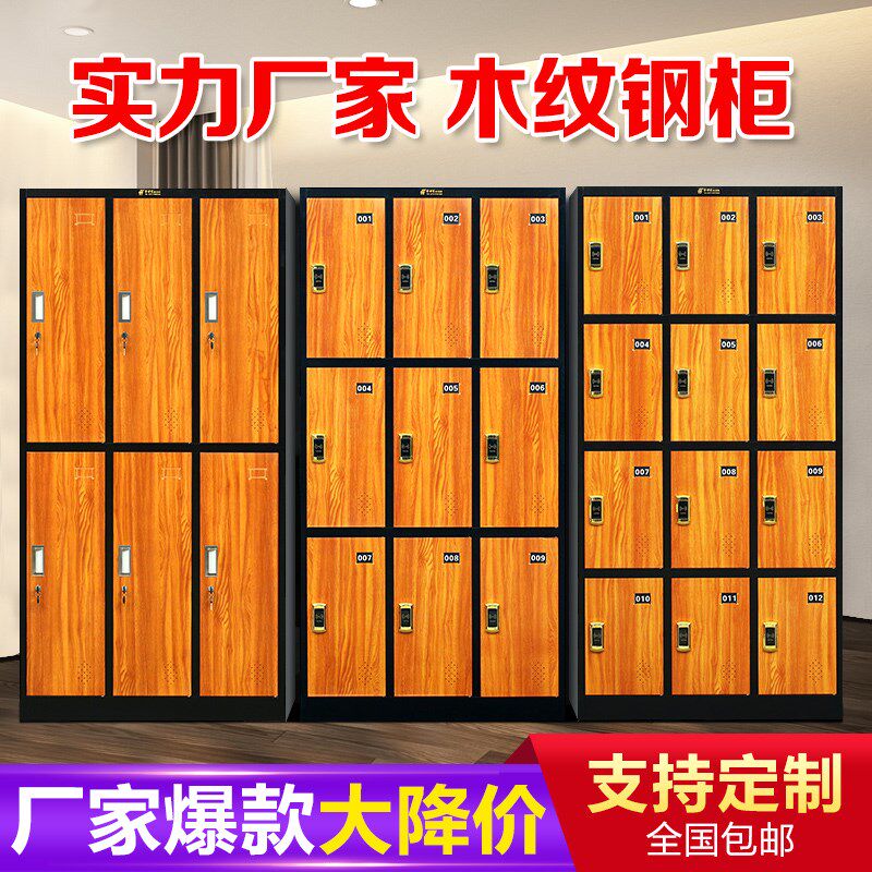 鑫世佳 木纹更衣柜员工储物柜钢制柜洗浴中心浴室换衣柜寄存柜