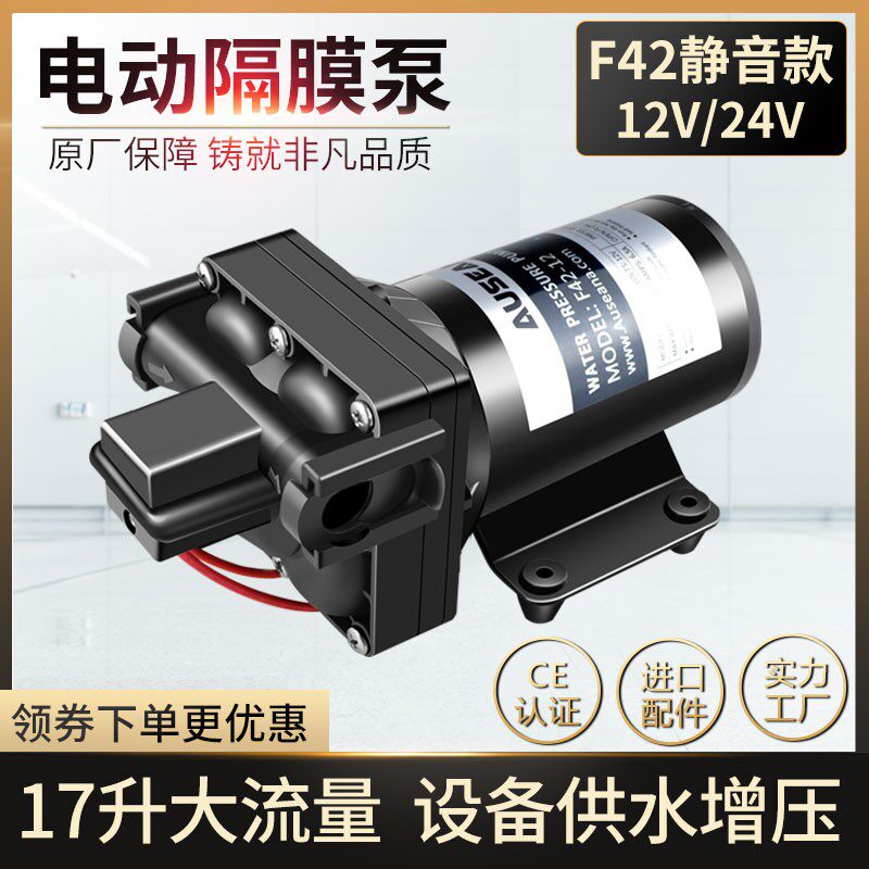 大流量房车抽排水泵船用自吸泵24V加压水泵12V灌装机洗衣液隔膜泵
