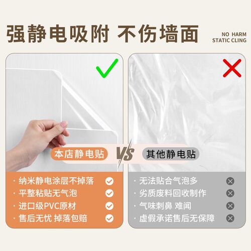静电墙面保护膜磨砂无胶吸附飘窗不伤白墙防踢脏透明墙壁防水贴膜