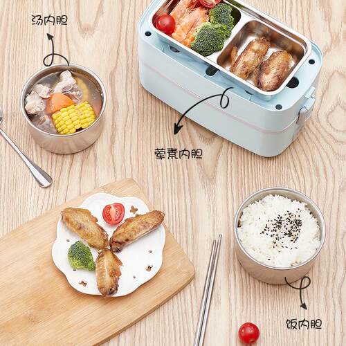 真米电热饭盒保温可插电加热自热蒸煮热饭神器带饭锅桶上班族便携