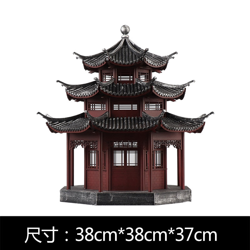 新中式古典色三层塔酒店售楼处样板房客厅电视柜玄关软装饰品摆件