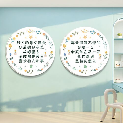 治愈励志标语女孩房间背景墙面装饰墙贴卧室布置语录墙壁遮丑壁纸