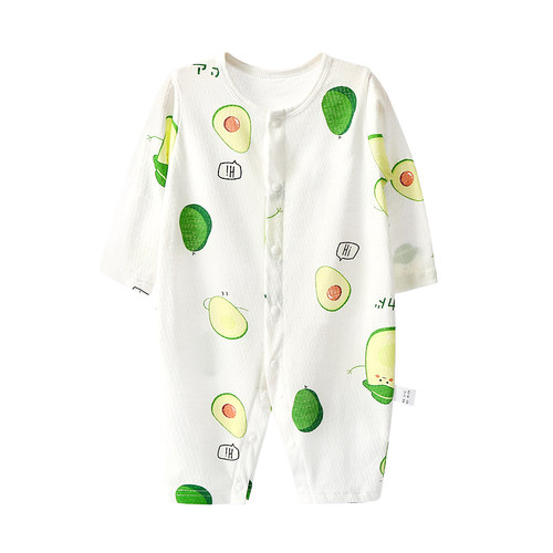 宝宝连体衣夏季薄款长袖空调服婴儿衣服夏装新生儿睡衣爬服两件套