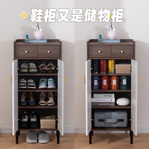 新款入户门小鞋柜窄款家用门口楼道鞋架小户型电梯口玄关柜子定制
