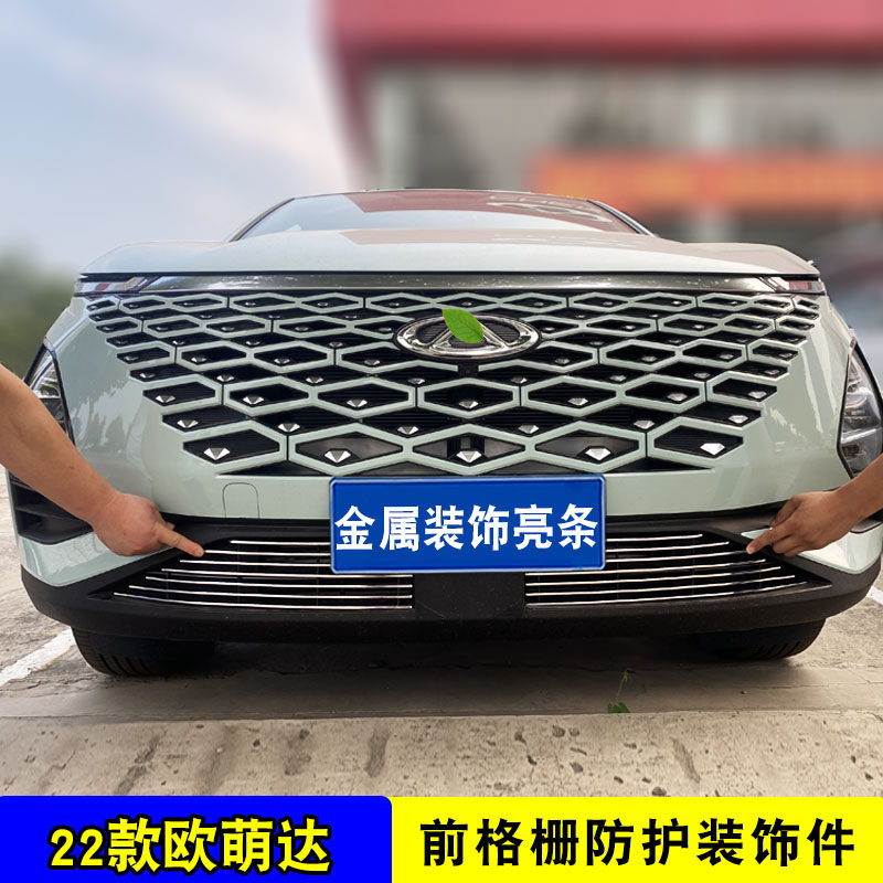 奇瑞欧萌达中网前杠改装亮条装饰用品外观专用防护配件汽车防虫网