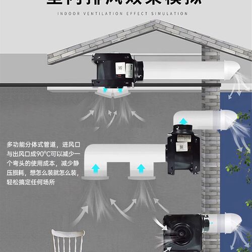 绿岛风排气扇家用轻音分体管道风机酒店一拖二换气扇卫生间送风机