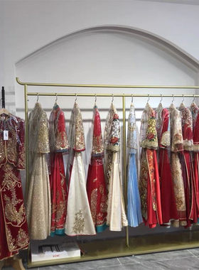 中式婚纱架子旗袍l礼服展示架影楼工作室落地式拖尾挂衣架秀禾货