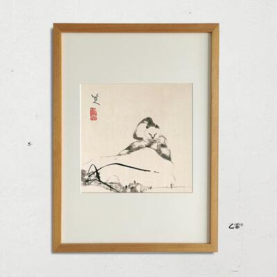 八大山人朱耷中式动物装饰画 鱼图猫图客厅U挂画可订制尺寸