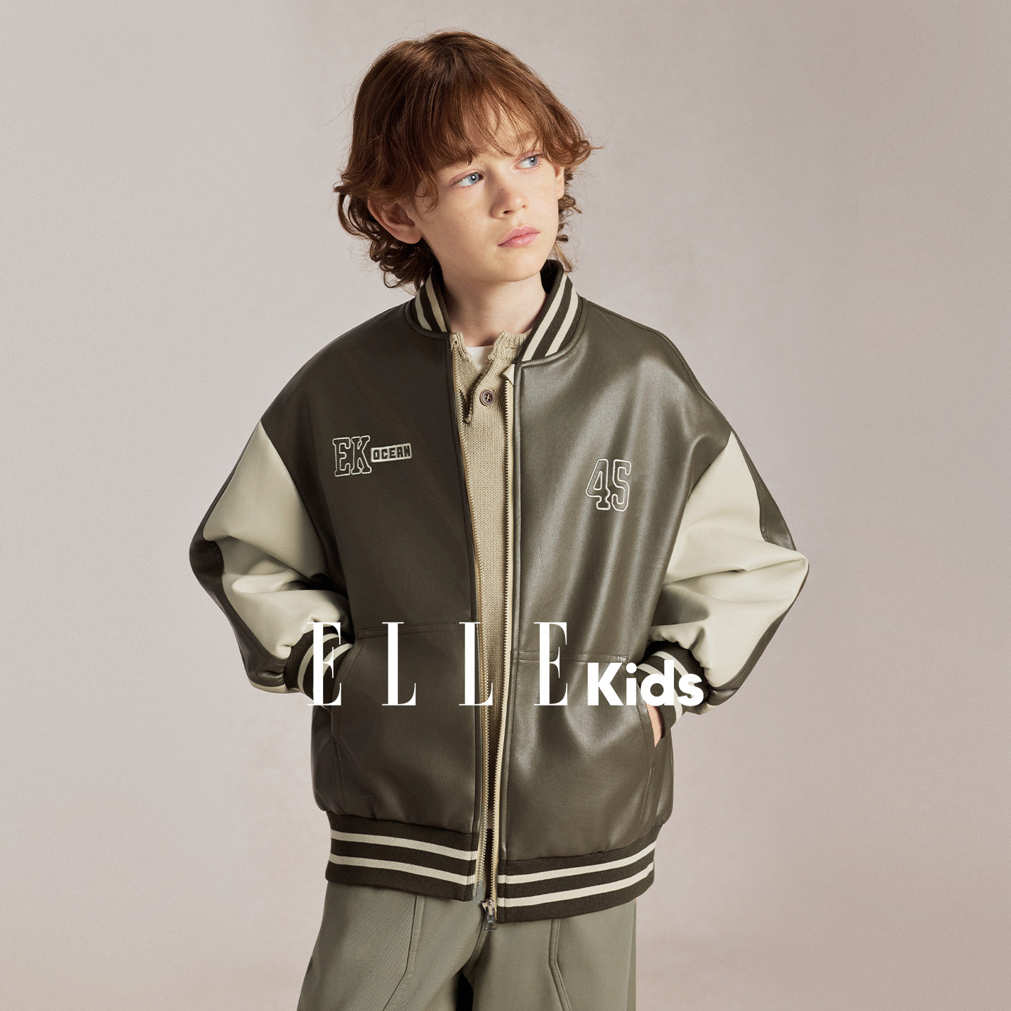 ELLEkids男童秋冬翻领夹克图片