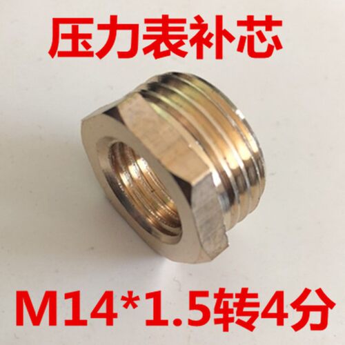水管黄铜全铜加厚压力表转换接头专用补心芯 M14*1.5变4分DN15