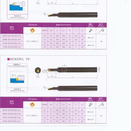 弹簧合金钢内孔车刀S07 8 12 6 20 25 32 SCKCR06 CZCR CFCR 翰琛