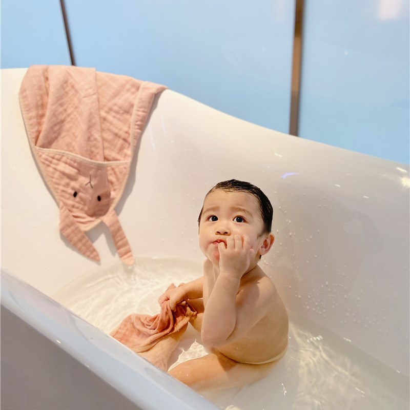 宝宝有机棉纱布浴巾90*90可爱婴童毯A类婴幼儿盖毯新生儿抱被包巾