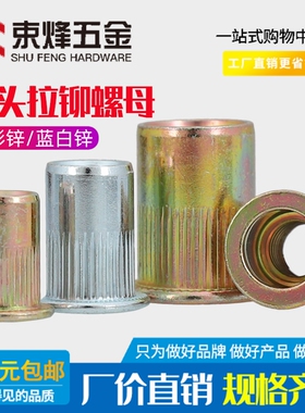 拉铆螺母平头条纹拉锚螺丝帽 小沉头拉姆短加长铆螺母M56M8M10M12