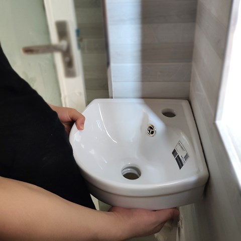迷你三角洗手盆超窄小水斗微型组合扇形洗脸小水盆洗涑盆直角小户