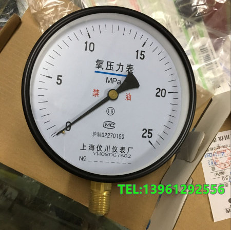 YO-150氧气压力表 禁油25mpa上海仪川仪表氧压表大表盘 管道测压