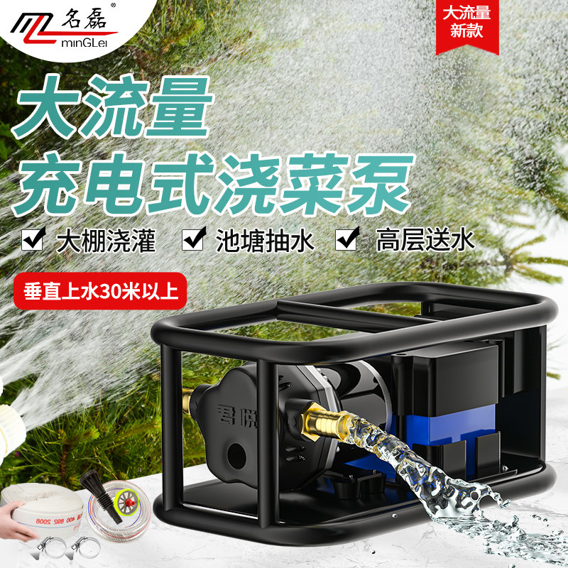 充电式可携式浇菜浇花水泵大流量直流电浇菜泵洗车多功能水泵家用