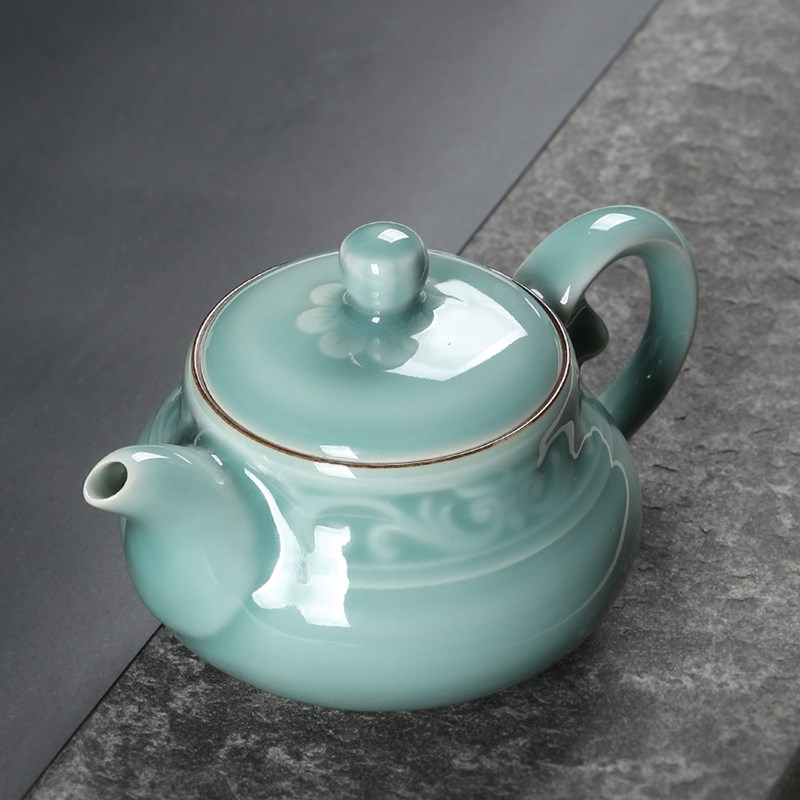 青瓷茶壶单壶陶瓷原矿纯手工功夫茶具套装家用大容量泡茶器小套装