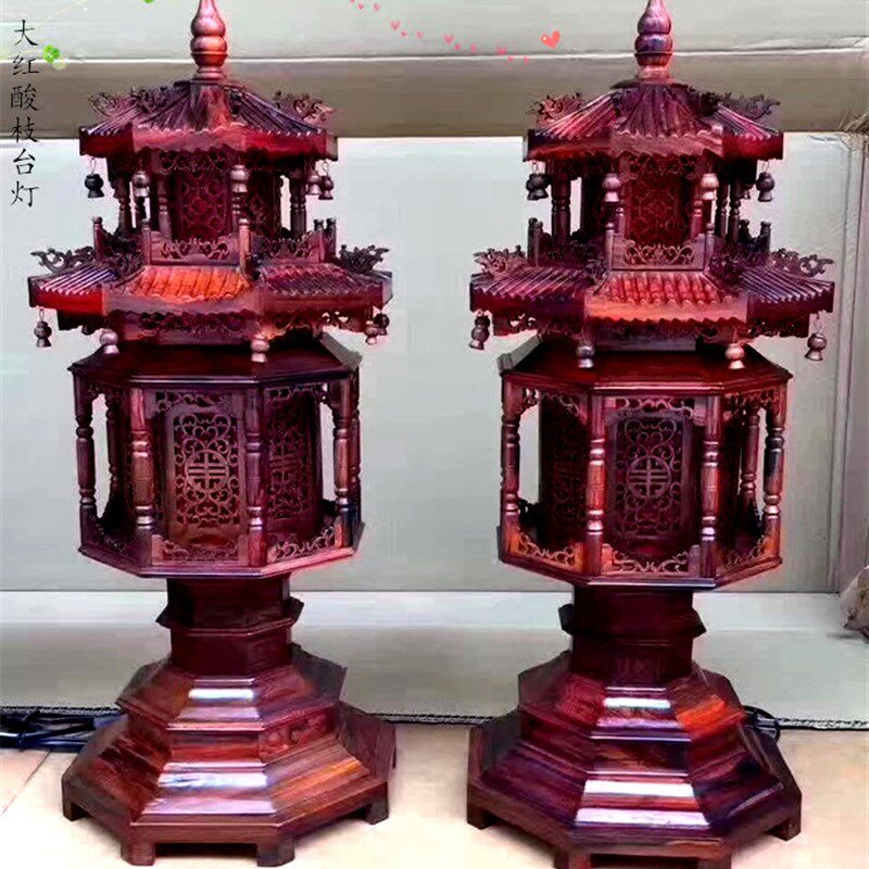 大红酸枝宫灯古典落地灯中式红木台灯装饰灯宫廷风古灯寺院大供灯