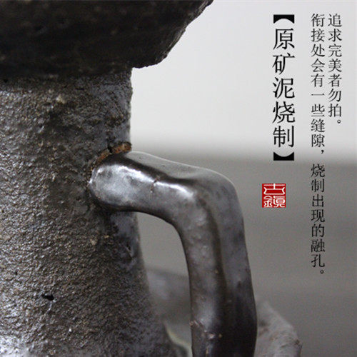 禅意酥油灯 手工复古陶瓷烛台茶道摆件 做旧烛台中式仿古典煤油灯