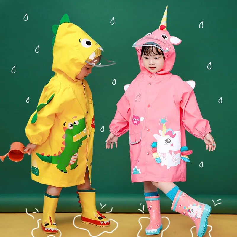儿童雨衣男童女宝幼儿园恐龙雨衣雨披可爱斗篷式书包位小学生雨具