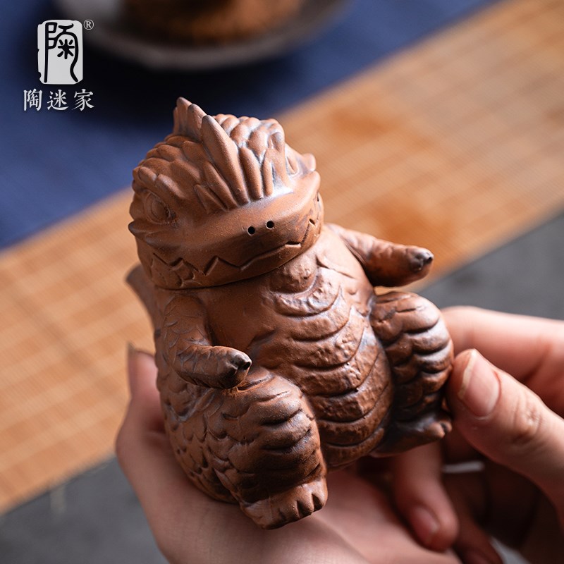陶迷粗陶恐龙茶宠摆件复古陶瓷茶壶家用可养泡茶具手工可爱小神兽