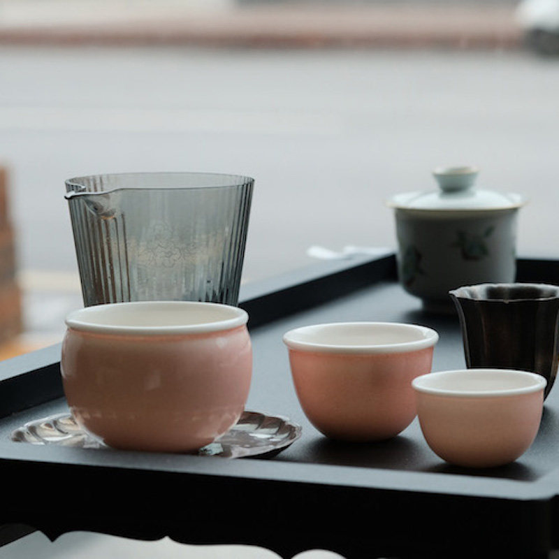 四闲堂天野漫粉陶瓷粉色小缸杯茶杯大号主人杯品杯茶具品茗杯