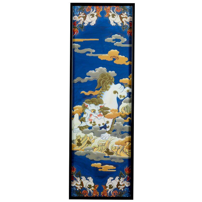 网红八吉祥客厅挂画油画藏族吉祥八宝装饰画墙壁壁画玄关布艺挂画