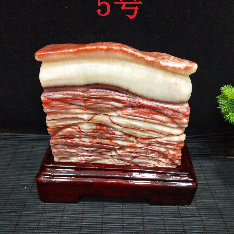 天然猪肉石红烧肉观赏摆件中式家居装饰 镇宅保平安石材