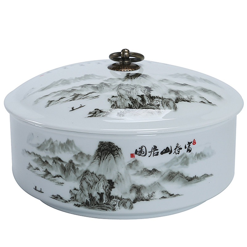 吉祥缘白瓷陶瓷茶洗带盖大号茶碗笔洗普洱茶叶罐功夫茶具茶道配件